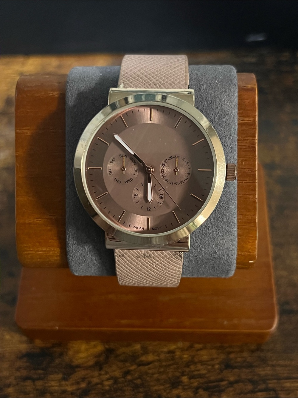 Rose Gold Dial Pink Leather Strap Watch